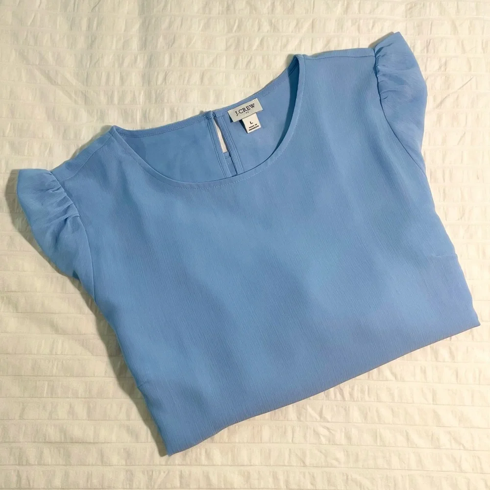 J. Crew Light Blue Women's Blouse (Large) - Picture 1 of 4